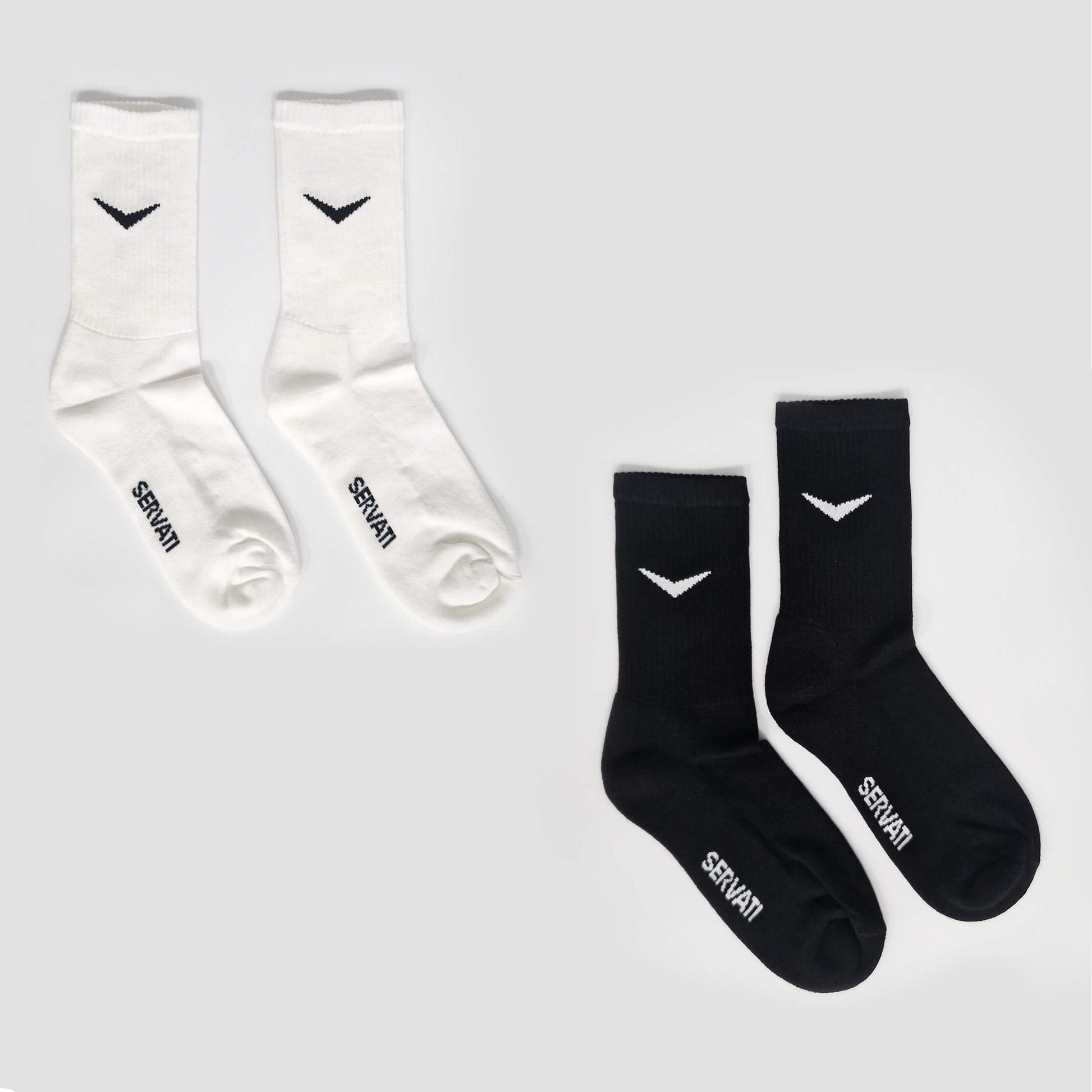 SERVATI ELEVATE SOCKS BLACK/WHITE 2XPACK