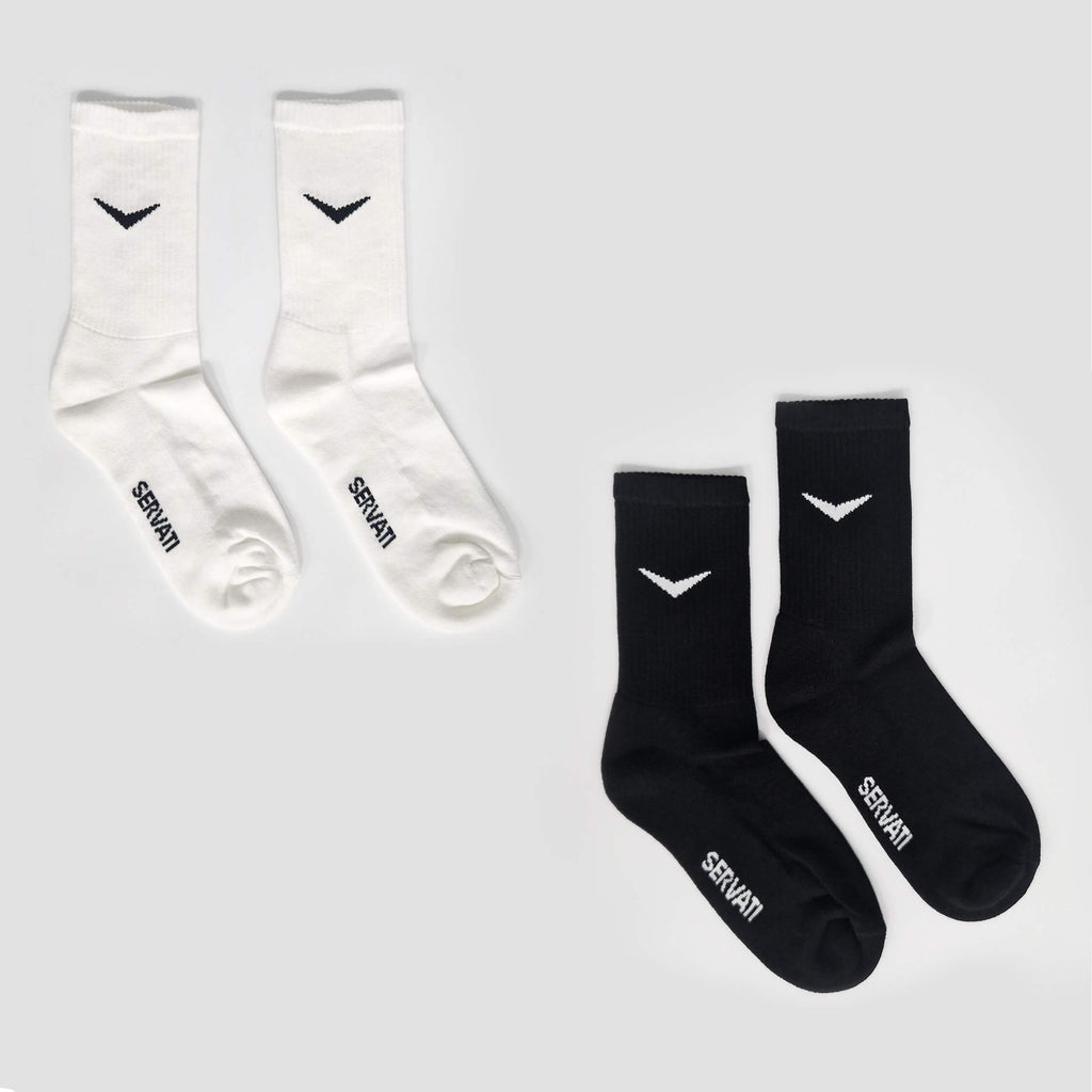 SERVATI ELEVATE SOCKS BLACK/WHITE 2XPACK